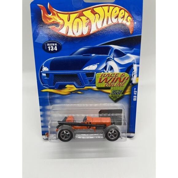 2002 Hot Wheels Collector #134 OLD #3 Orange Silver-Painted Base w/5 Spoke Wheel - Picture 2 of 3
